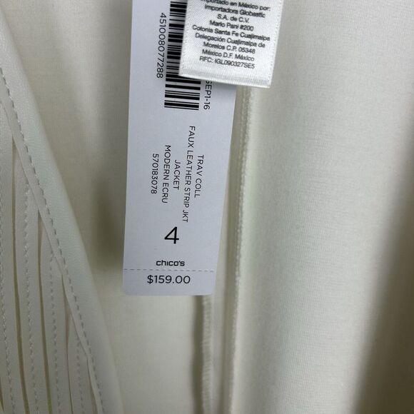 Chico's Traveler's Collection Open Cardigan Faux-Leather Strip NWT Size 4 - Picture 8 of 8